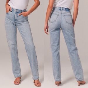 Abercrombie & Fitch Curve Love Ultra High Rise 90s Straight Jean Medium Wash